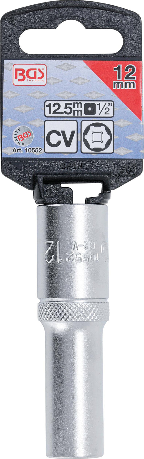 SOCKET, HEXAGON, DEEP | 12.5 MM (1/2") DRIVE | 12 MM (10552)