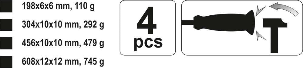4PCS GO-THROUGH PRY BAR SET (YT-4730)