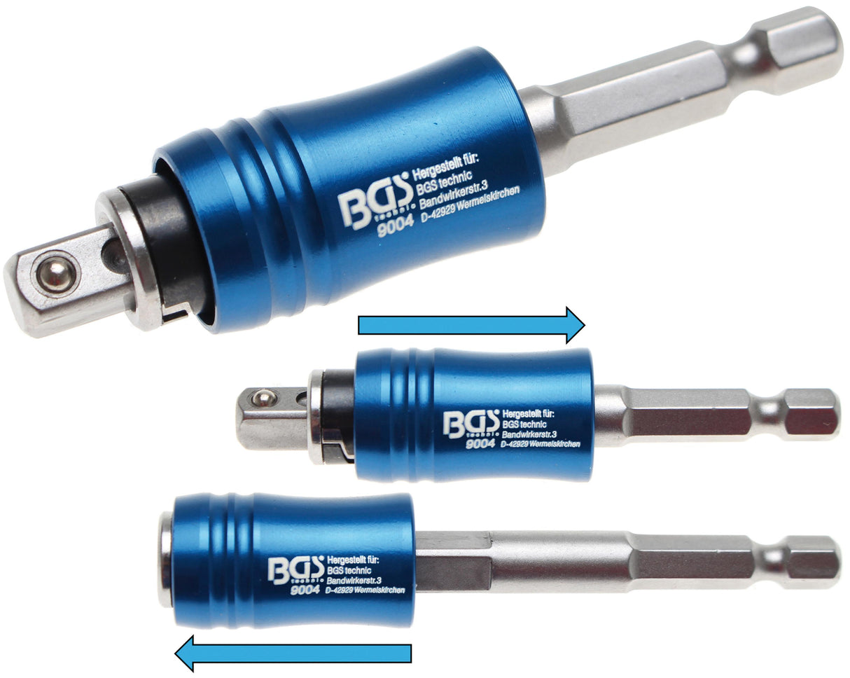 BIT AND SOCKET HOLDER | EXTERNAL SQUARE, INTERNAL HEXAGON 6.3 MM (1/4") | 85 MM (9004)