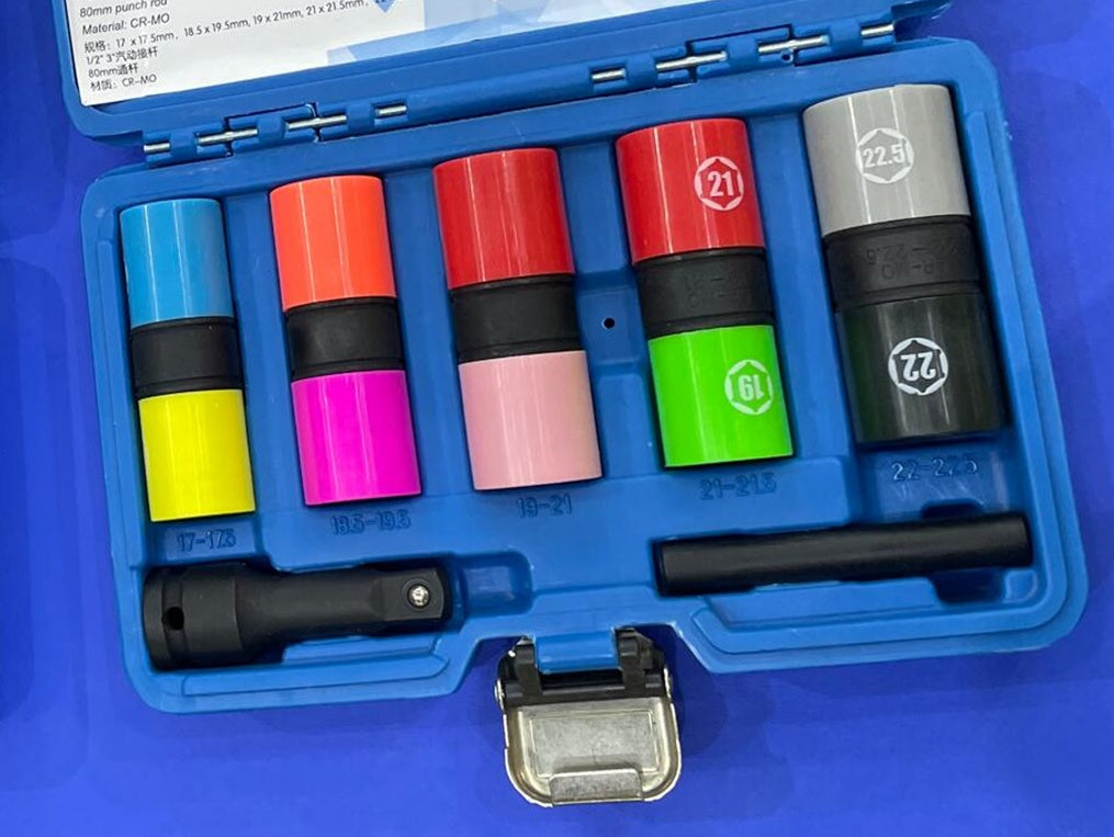 LONG IMPACT SOCKET SET | DOUBLE-SIDED / + HALF SIZES | 7 PCS. (SK7209)