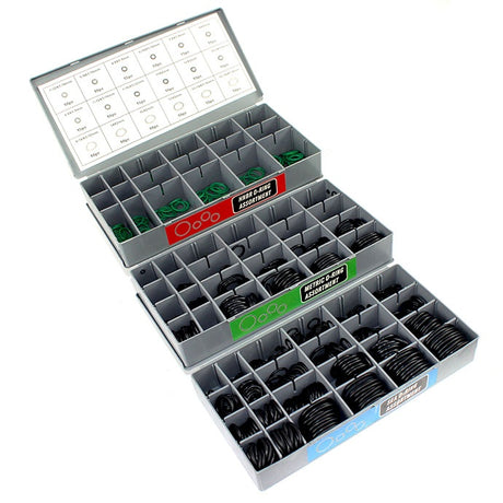 ASSORTED RUBBER GASKET-SEAL SET WITH STAND (METRIC, INCH, GREEN) | 900 PCS. (8045-900)