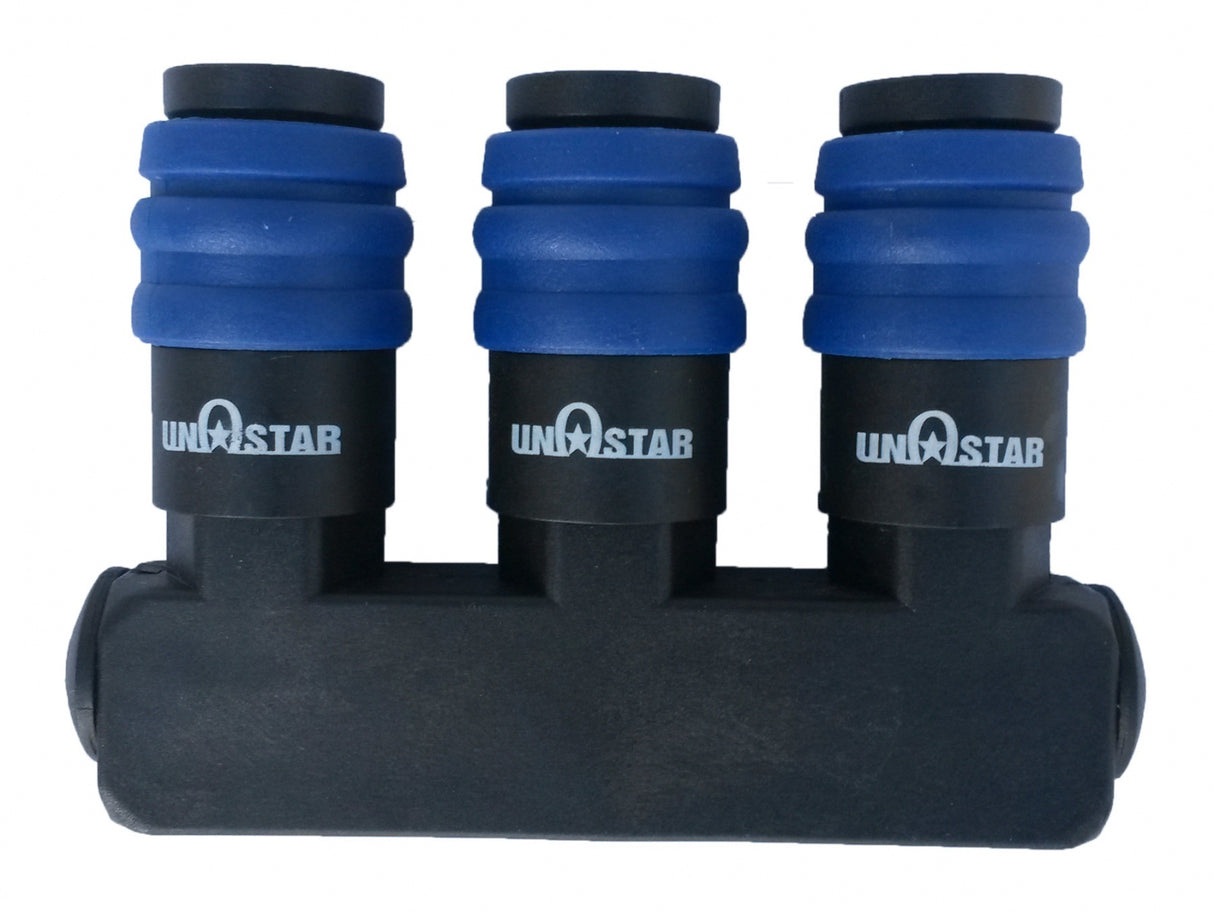 AIR DISTRIBUTOR WITH 3 SOCKETS STRAIGHT 1/4" (TSC-3)
