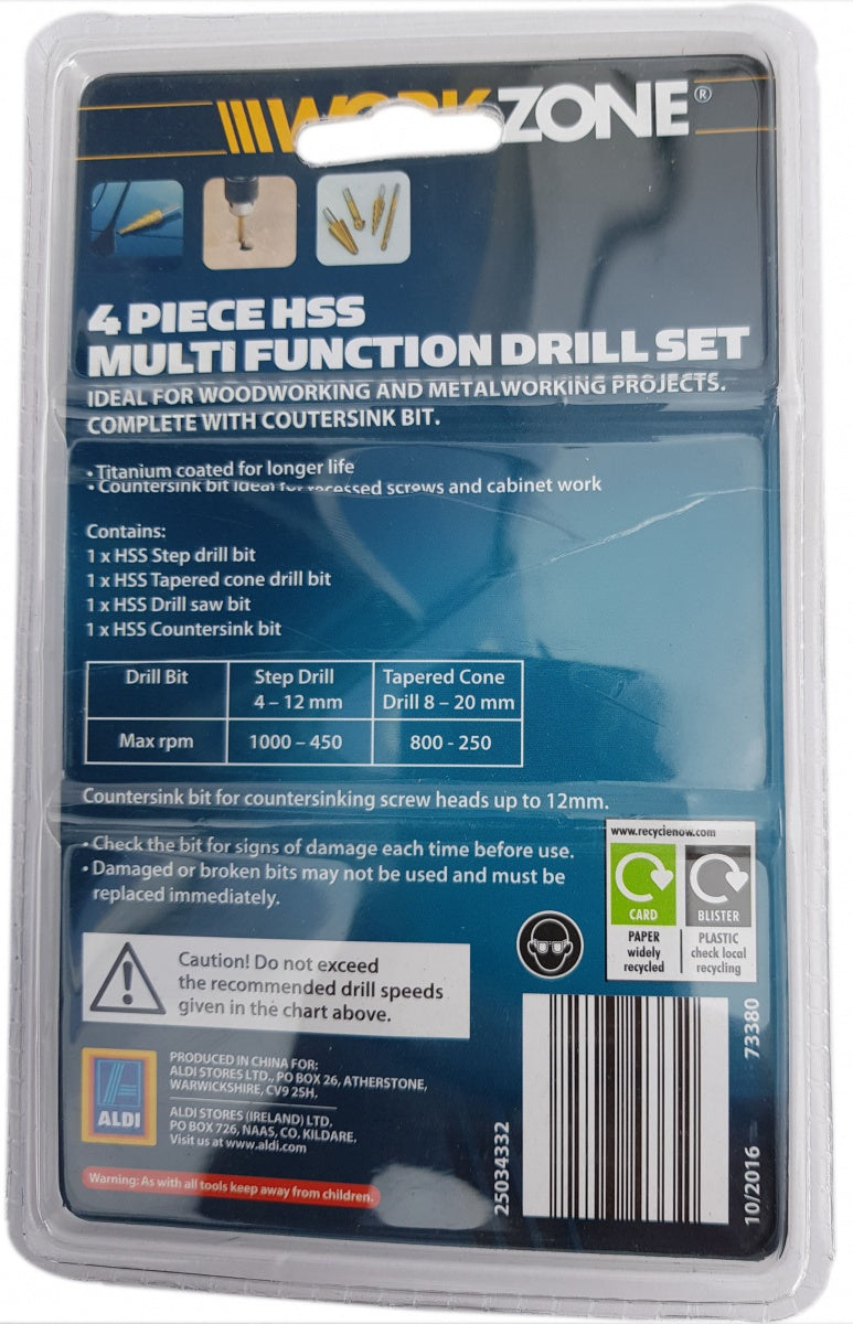 MULTI DRILLING SET | HSS G | TITANIUM COATED | 4 PCS. (SK1617)