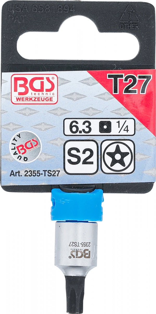 BIT SOCKET | 6.3 MM (1/4") DRIVE | T-STAR TAMPERPROOF (FOR TORX) TS27 (2355-TS27)