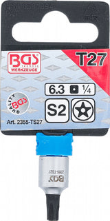 BIT SOCKET | 6.3 MM (1/4") DRIVE | T-STAR TAMPERPROOF (FOR TORX) TS27 (2355-TS27)