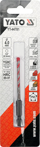 UNIVERSAL DRILL WITH HEX SHANK 4,0MM (YT-44781)