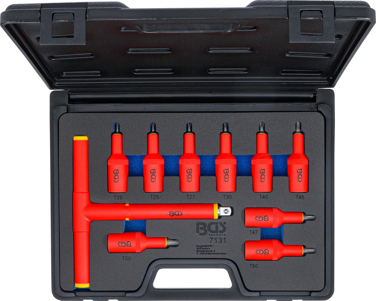 VDE BIT SOCKET SET | 12.5 MM (1/2") DRIVE | T-STAR (FOR TORX) T20 - T55 | 10 PCS. (7131)