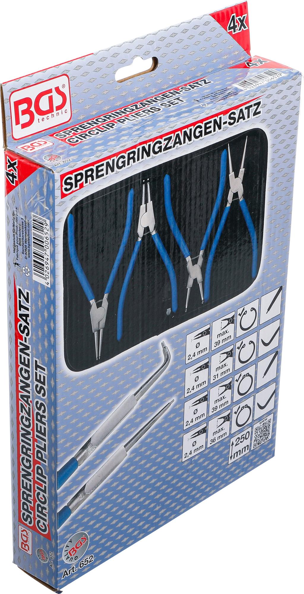 CIRCLIP PLIERS SET | 250 MM | 4 PCS. (652)