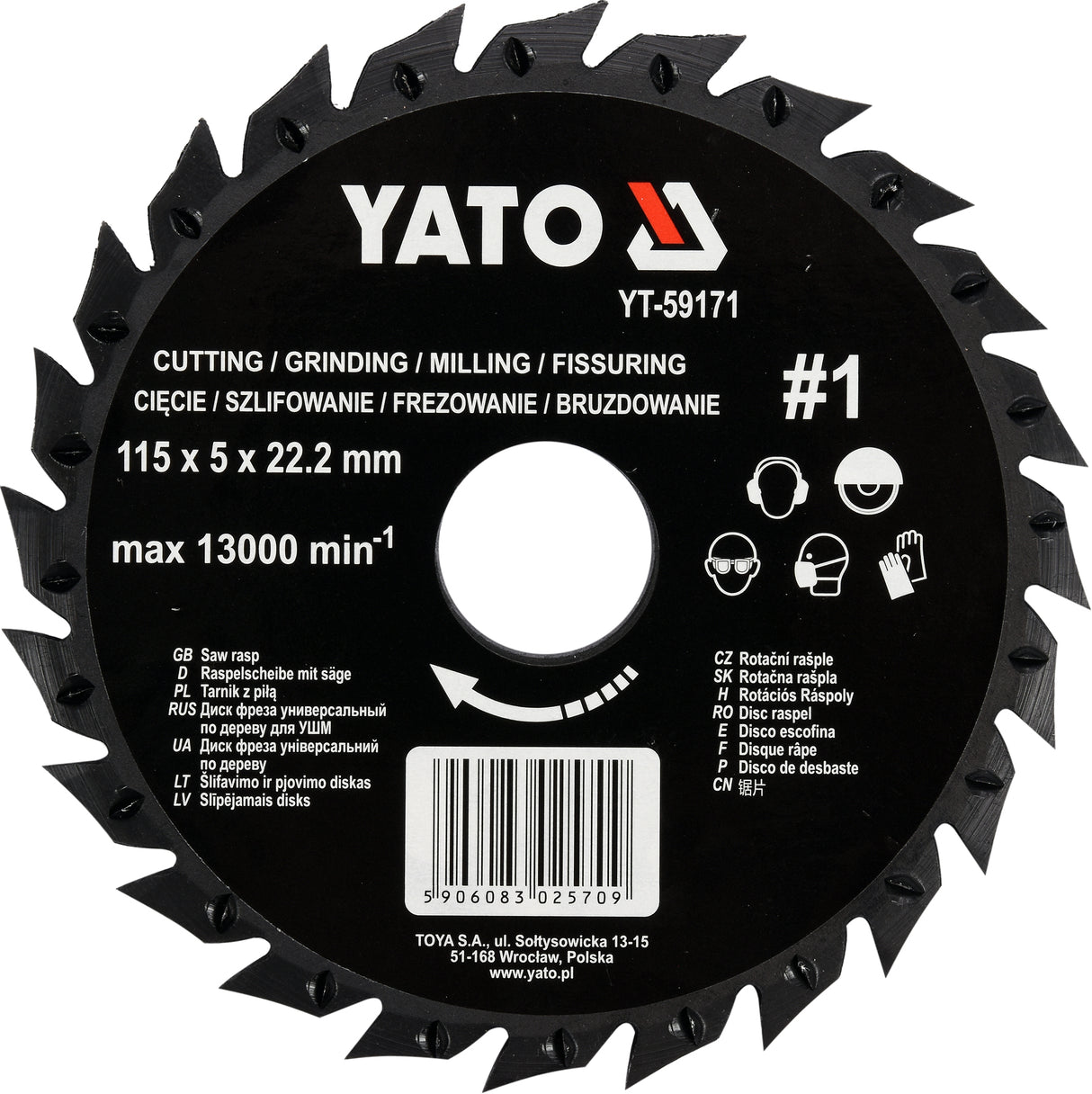 DISC/CUTTER FOR WOOD 115 MM, NO1 (YT-59171)