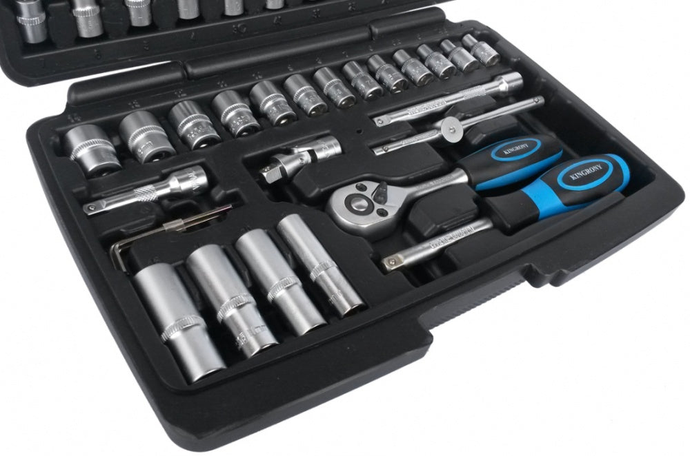SOCKET SET WITH RATCHET 1/4", 48 PCS. (KR141048)