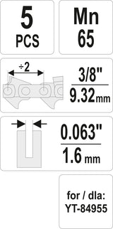 LINKS FOR CHAIN 3/8" / 0,06 SET 5PCS (YT-84978)