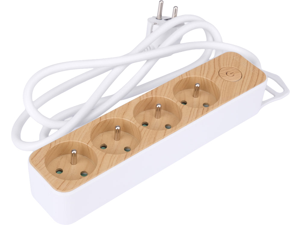 POWER CORD/EXTENSION CORD WITH GROUND (WOOD IMITATION) | 4 SOCKETS | 1.0 MM2 | 1.4 M (72341)