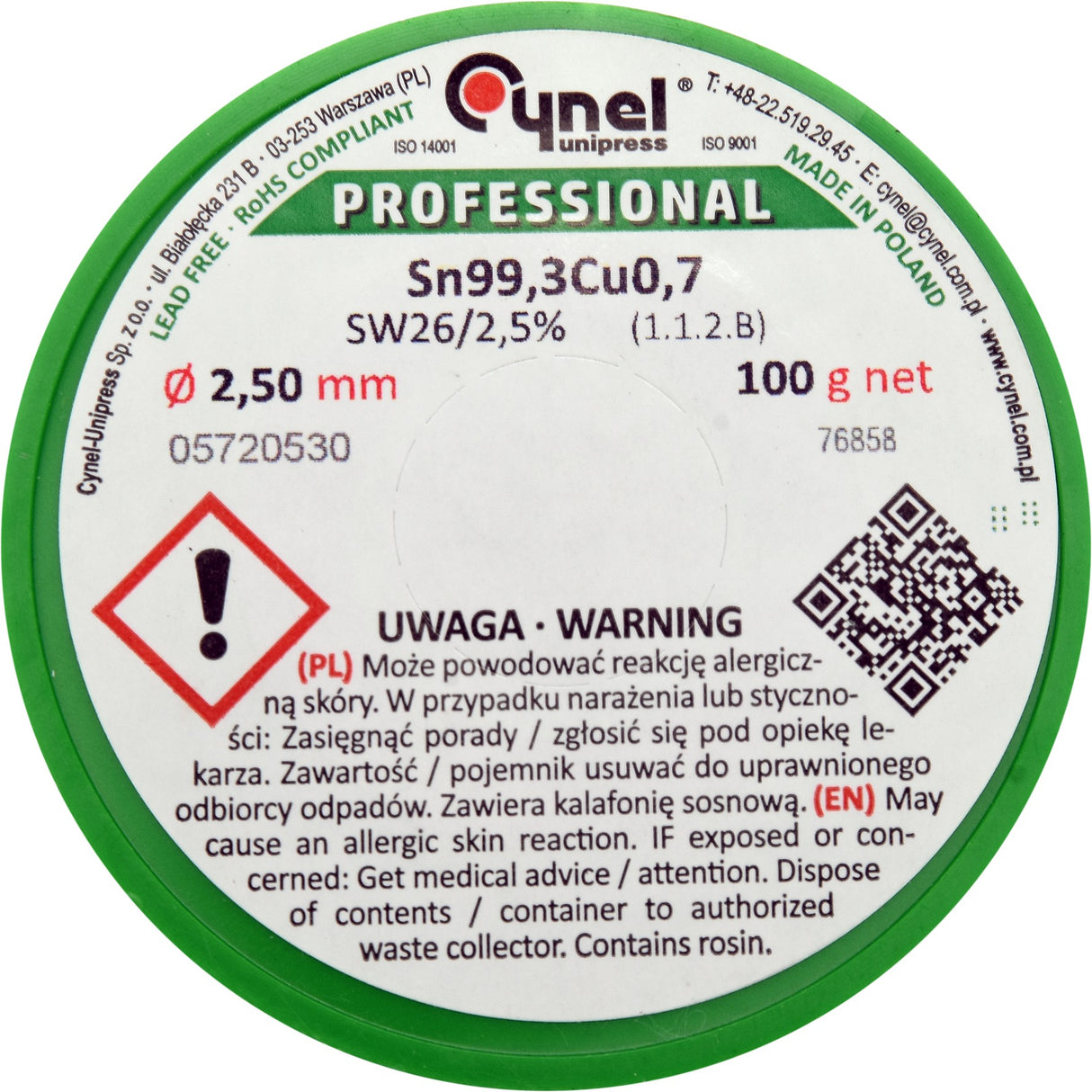 LEAD FREE SOLDER 2.5MM 100G (76858)