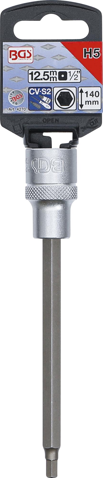 BIT SOCKET | LENGTH 140 MM | 12.5 MM (1/2") DRIVE | INTERNAL HEXAGON 5 MM (4270)
