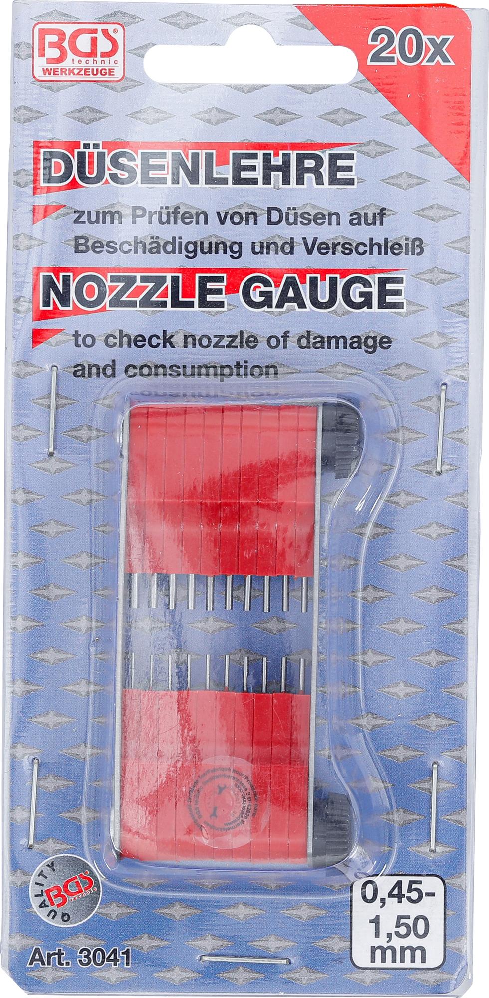 NOZZLE GAUGE | 0.45 - 1.50 MM | 20 PCS. (3041)
