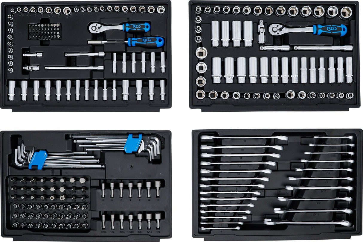 SOCKET SET HEXAGON | 6.3 MM (1/4") / 10 MM (3/8") / 12.5 MM (1/2") | METRIC AND INCH SIZES | 300 PCS. (74000)