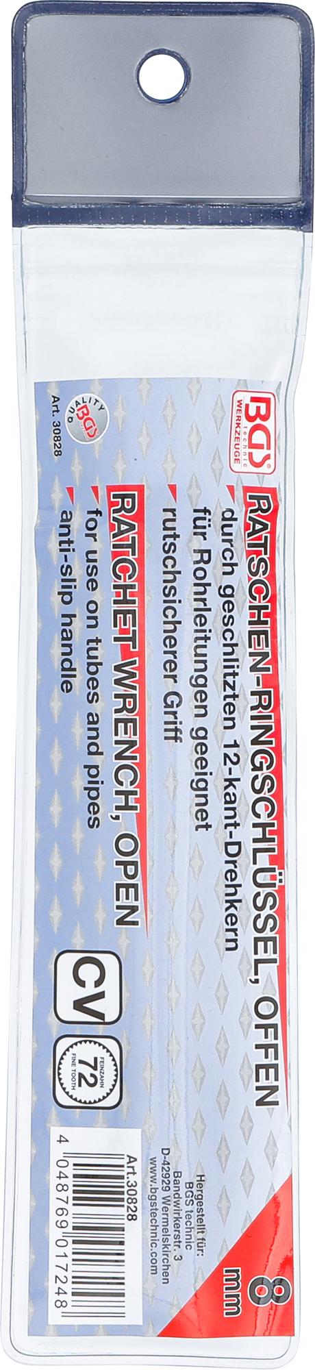RATCHET RING SPANNER | OPEN | 8 MM (30828)
