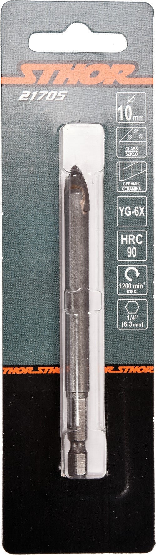 GLASS AND TILE DRILL WITH HEX SHANK 10MM (21705)