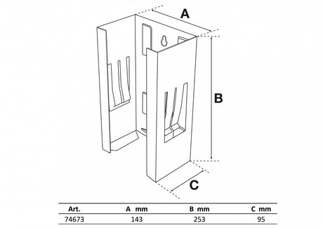 MAGNET GLOVE AND TISSUE BOX HOLDER | 253 X 143 X 95 MM (74673)