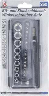 BIT AND SOCKET/HEXAGON KEY SET | 6.3 MM (1/4") DRIVE | 26 PCS. (20802)