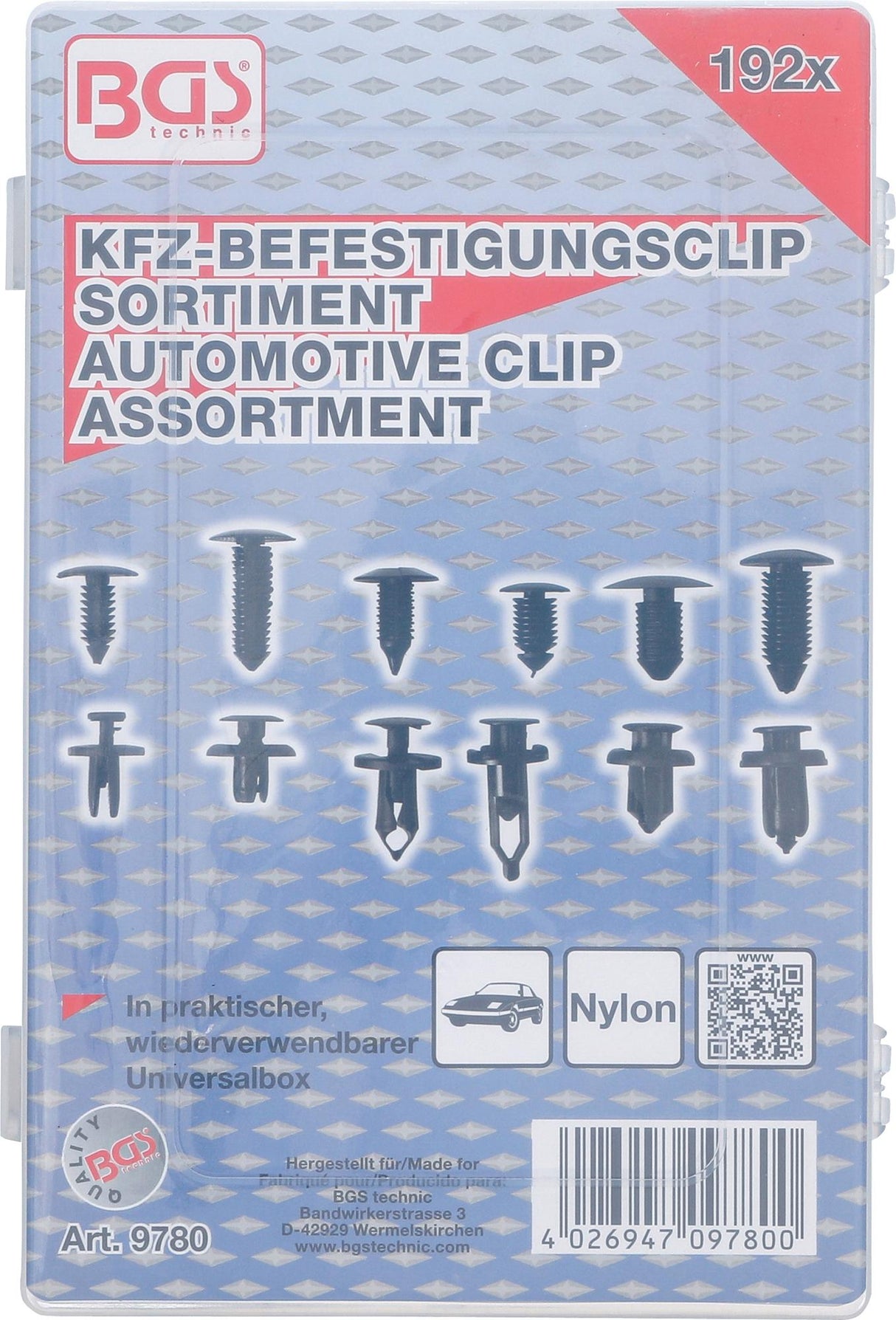 AUTOMOTIVE CLIP ASSORTMENT | UNIVERSAL | 192 PCS. (9780)