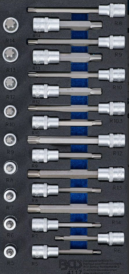 TOOL TRAY 1/3: BIT SOCKET SET | 12.5 MM (1/2") | SPLINE (FOR RIBE) | 25 PCS. (4117)