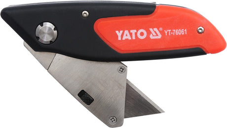 UTILITY KNIFE WITH TRAPEZOIDAL BLADES, RUBBERIZED (YT-76061)