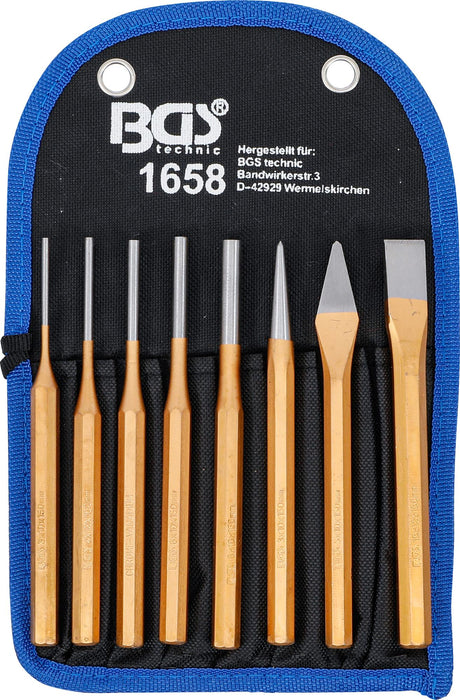 PIN PUNCH SET | 150 MM | INCL. CHISEL + CENTRE PUNCH | 8 PCS. (1658)