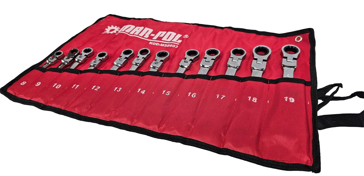 RATCHET WRENCH SET | FLEX HEAD | 8-19 MM | 12 PCS. (H00603)