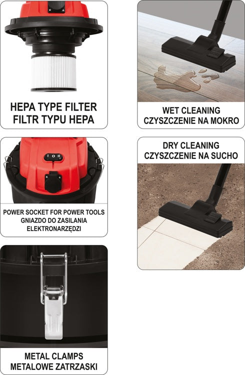 VACUUM CLEANER WET/DRY 1400W 30L (YT-85701)