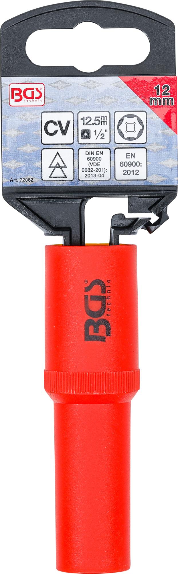 VDE SOCKET, HEXAGON | 12.5 MM (1/2") DRIVE | 12 MM (72062)