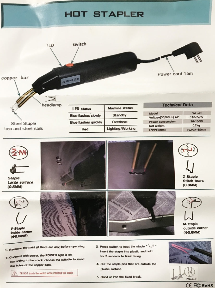 PLASTIC REPAIR SYSTEM/HOT STAPLER PLASTIC WELDING KIT (HSW70)