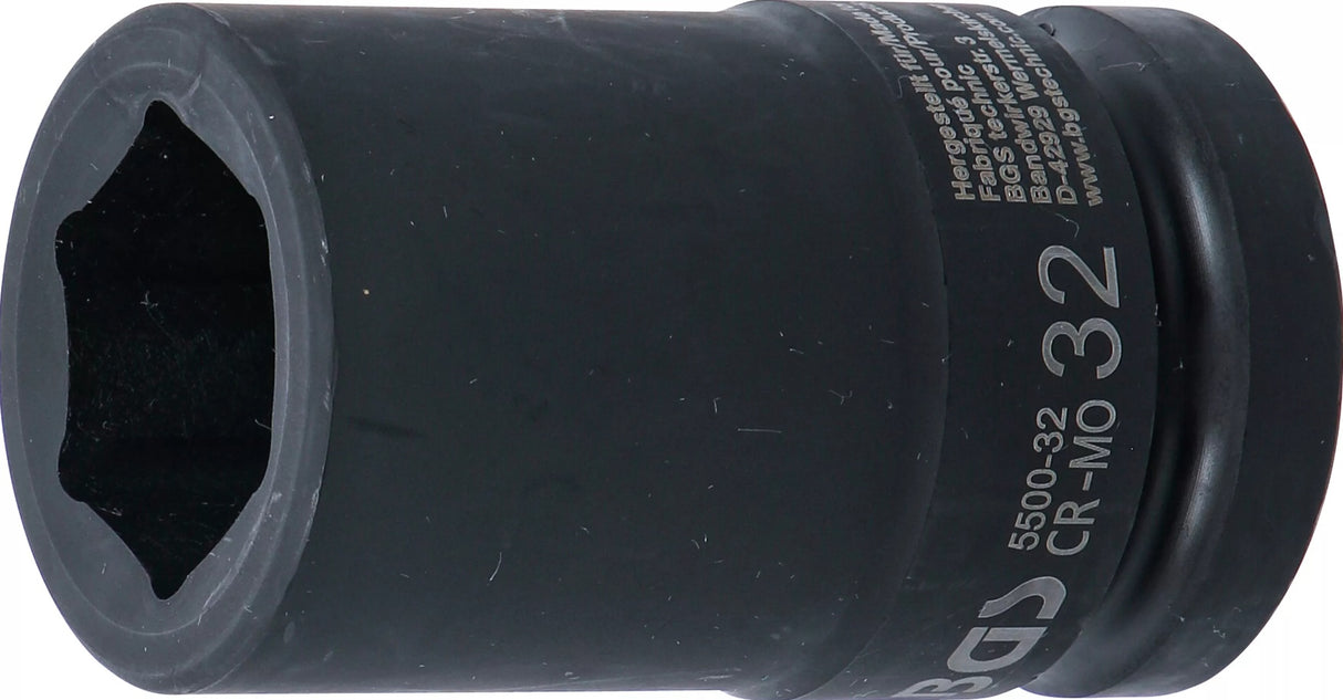 IMPACT SOCKET HEXAGON, DEEP | 25 MM (1") DRIVE | 32 MM (5500-32)