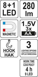 WORK LED LIGHT 2IN1, MAGNET (YT-08513)