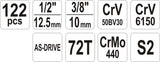 SOCKET SET 1/4", 1/2" 122PCS (YT-38901)
