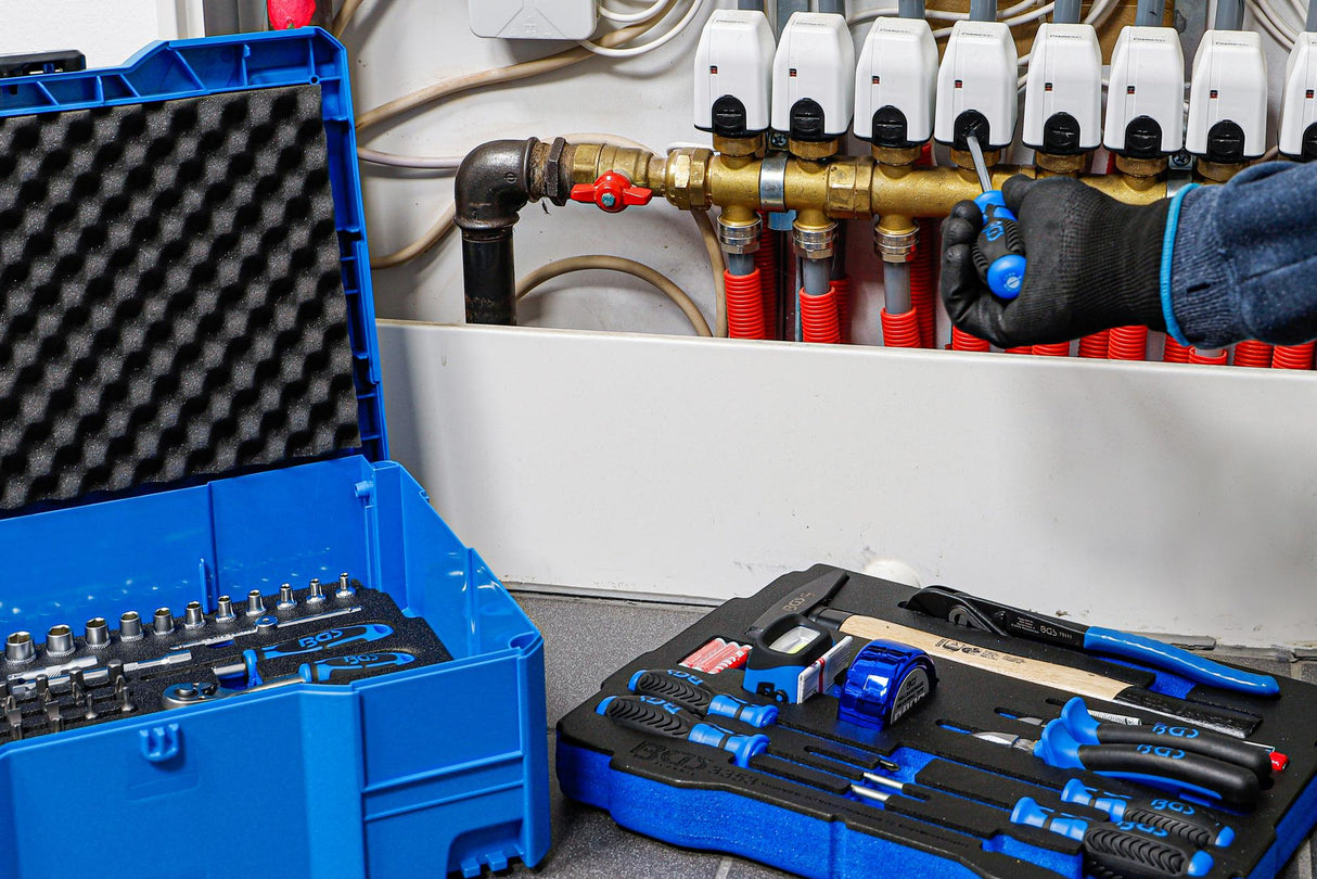 SOCKET, HAMMER, PLIERS, SCREWDRIVER SET | 6.3 MM (1/4") / 12.5 MM (1/2") | BGS SYSTAINER® | 77 PCS. (3357)