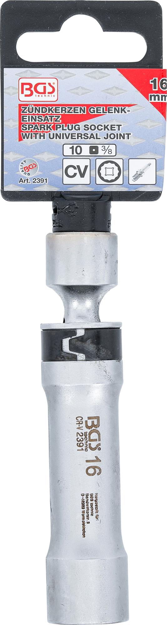 SPARK PLUG SOCKET, 12-POINT, WITH RETAINING SPRING | 10 MM (3/8") DRIVE | 16 MM (2391)