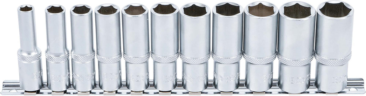 SOCKET SET, HEXAGON, DEEP | 10 MM (3/8") DRIVE | 8 - 19 MM | 11 PCS. (2222)
