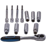 PASS-THROUGH SOCKET SET FOR SHOCK ABSORBERS WITH RATCHET | 18 PCS. (ST018)