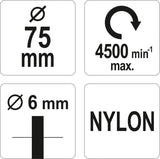 CUP BRUSH 75MM NYLON FOR DRILL (YT-47791)