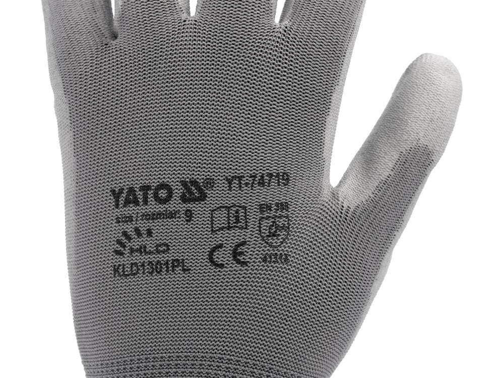 WORKING GLOVES POLYESTER/PU GREY S. 10 (YT-7472)