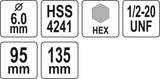 PILOT DRILL THREAD  1/2'  CHUCK HEX 10MM (YT-43992)