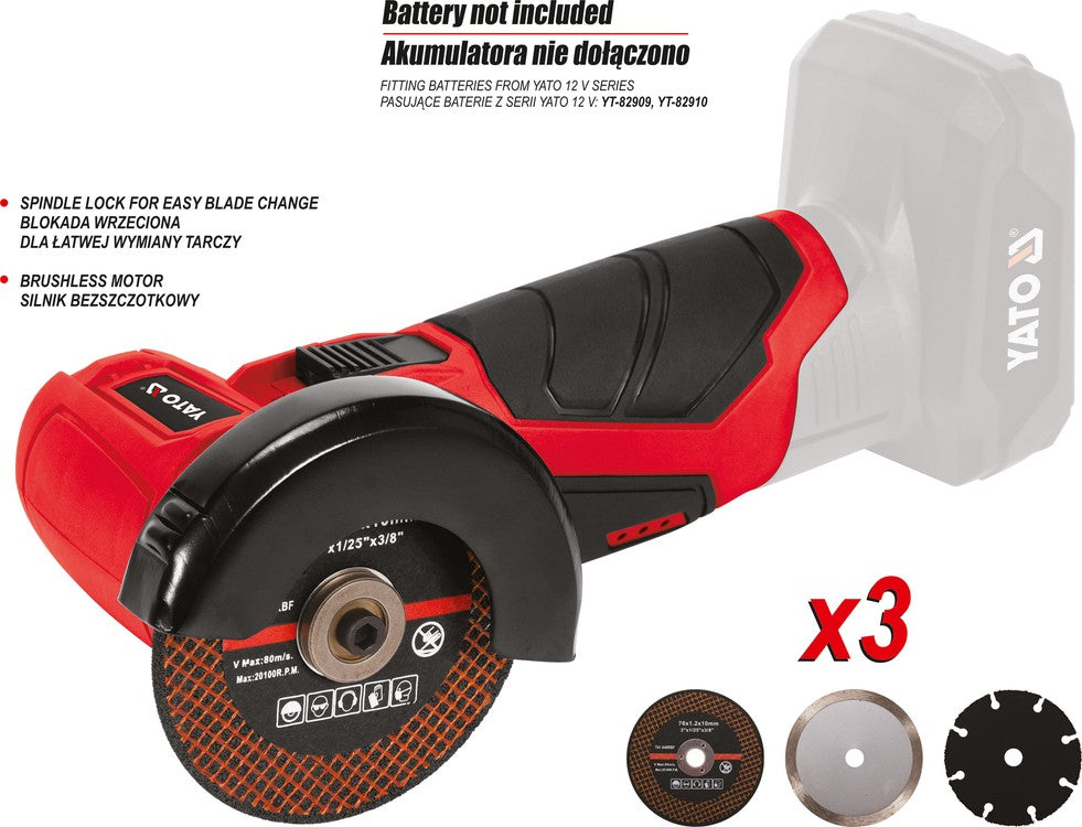 ANGLE GRINDER 12V BL MOTOR - BODY (YT-82905)