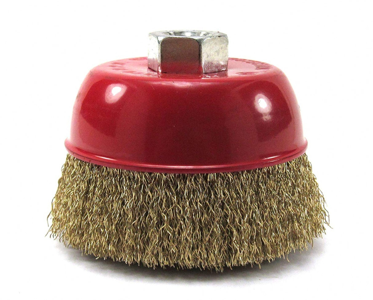 WIRE BRUSH POT TYPE | BRASS-PLATED | 125 MM | M14 (ES730125)