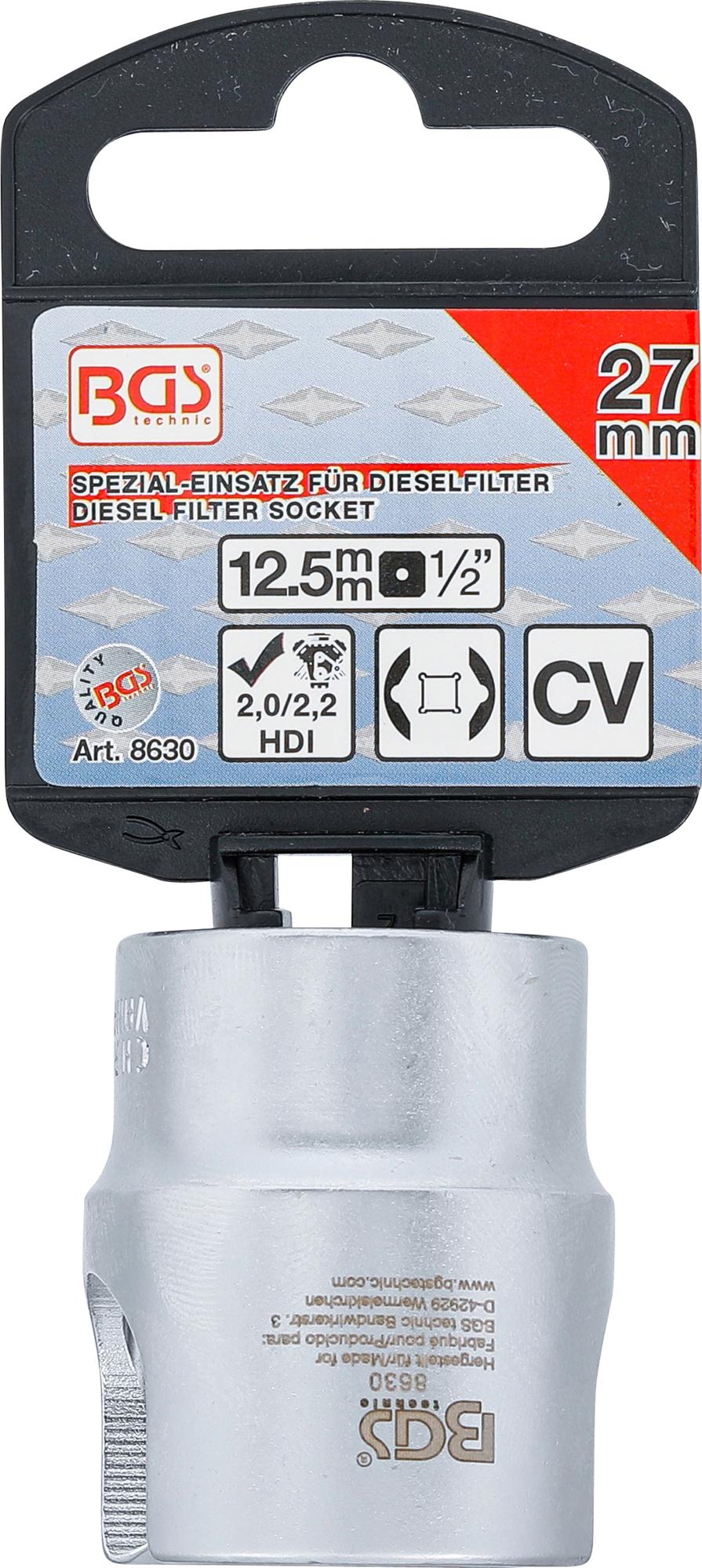 SPECIAL SOCKET FOR DIESEL FILTERS | 27 MM (8630)