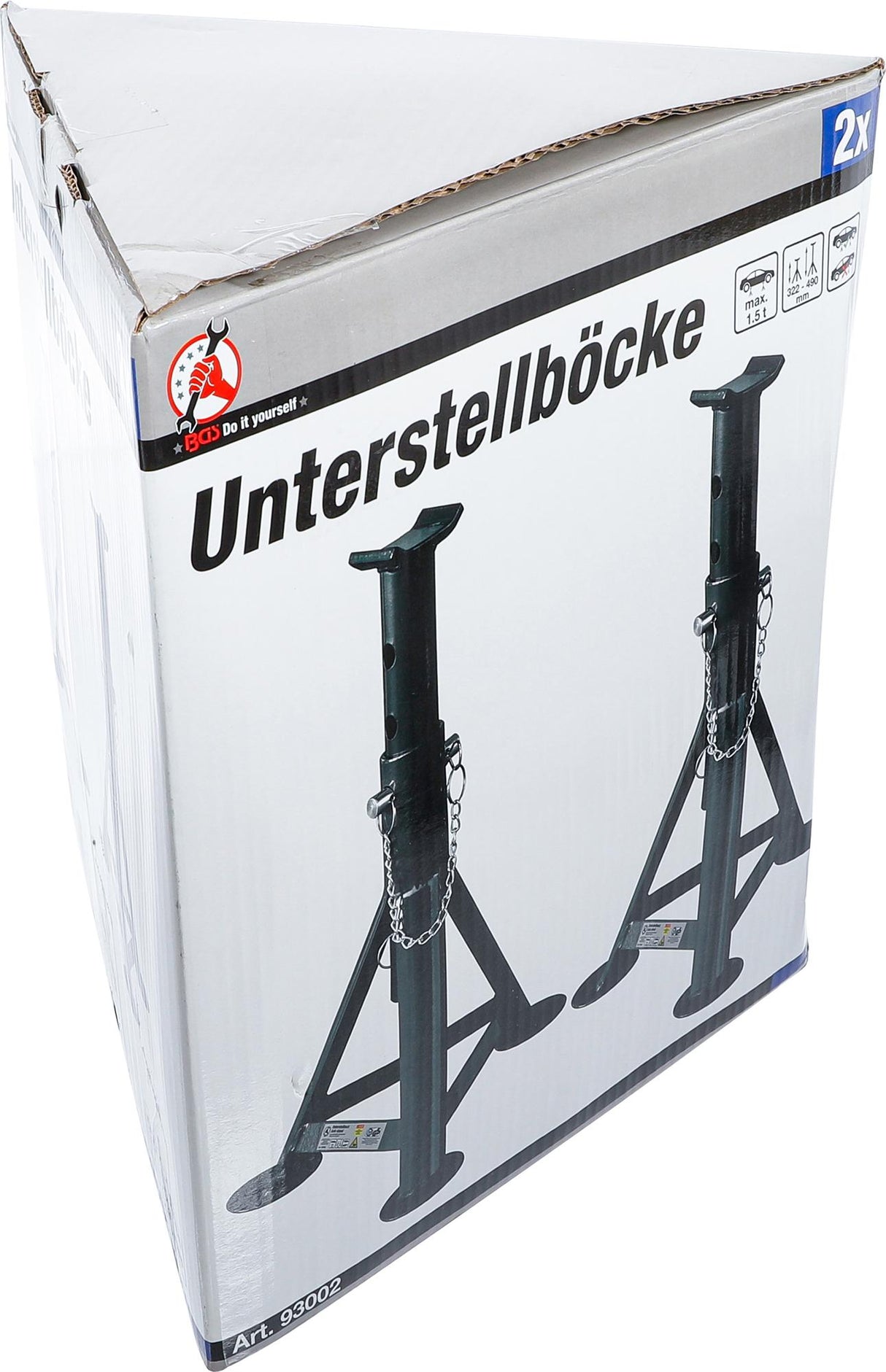 AXLE STANDS | LOAD CAPACITY 1500 KG / PAIR | STROKE 322 - 490 MM | 1 PAIR (93002)