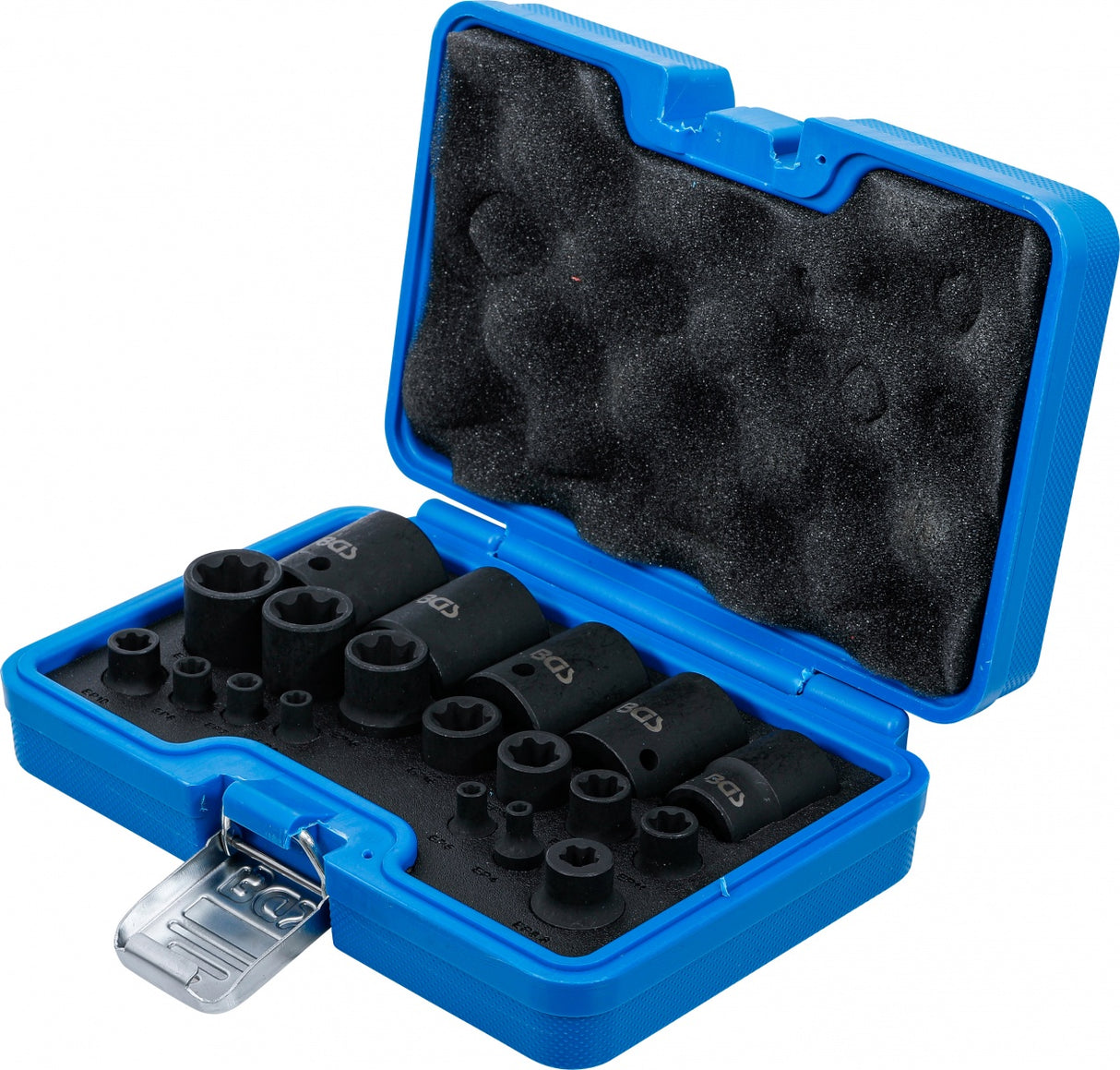 IMPACT SOCKET SET | E-TYPE PLUS | 6.3 MM (1/4"), 10 MM (3/8"), 12.5 MM (1/2") DRIVE | EP4 - EP32 | 19 PCS. (74554)