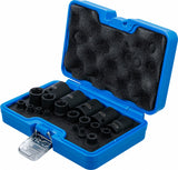 IMPACT SOCKET SET | E-TYPE PLUS | 6.3 MM (1/4"), 10 MM (3/8"), 12.5 MM (1/2") DRIVE | EP4 - EP32 | 19 PCS. (74554)
