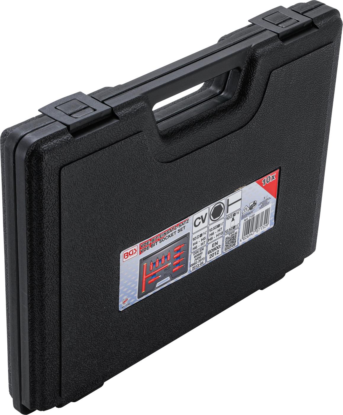 VDE BIT SOCKET SET | 10 MM (3/8") / 12.5 MM (1/2") DRIVE |INTERNAL HEXAGON 4 - 10 MM | 10 PCS. (7132)