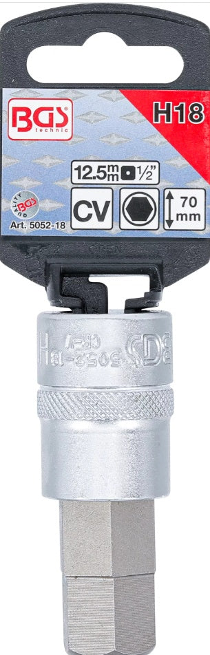 BIT SOCKET | 12.5 MM (1/2") | INTERNAL HEXAGON 18 MM (5052-18)